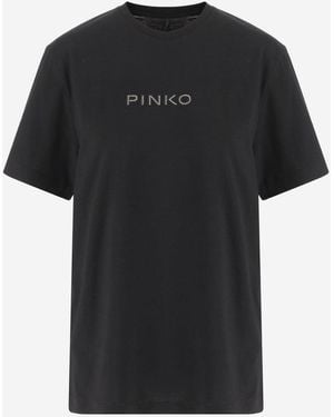 Pinko Logo-Detail Crew-Neck T-Shirt - Black