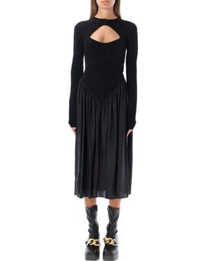 Stella McCartney Mock Collar Midi Dress - Black