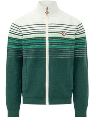 CASABLANCA Stripes Zip Up Cardigan - Green