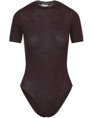 Alaïa Sheer Wool Knit Bodysuit - Brown