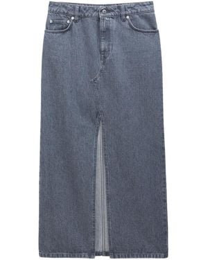 Filippa K Slit Denim Long Skirt - Blue