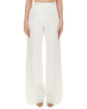 Max Mara Straight Flat Front Pant - White
