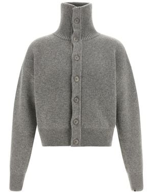 Extreme Cashmere Turtle Neck Cardigan - Grey