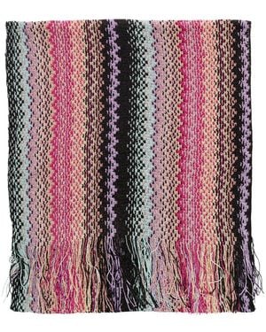 Missoni Viscose Zigzag Fringed Scarf - Red