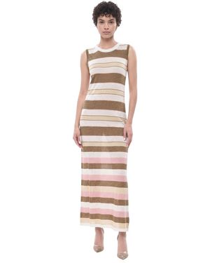 Woolrich Stripes Crew Neck Maxi Dress - White