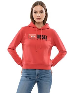 DIESEL Logo Hood Sweatshirt - Red
