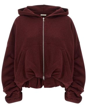 Dries Van Noten Solid Zip Up Hoodie - Red
