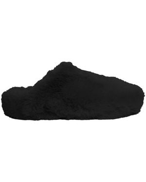LA ROSE Furry Slides - Black