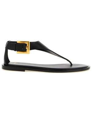Balmain Leather Sandals - Brown