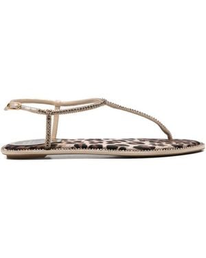 Rene Caovilla Leopard Print Slippers - White
