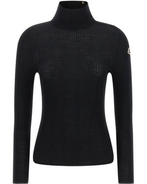 Moncler Knitted Turtle Neck Sweater - Black