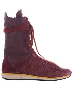 Patrizia Pepe Burgundy Perforated High-Top Sneaker - Purple