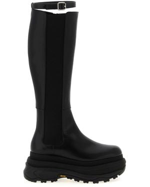 Sacai Long Leather Boots - Black