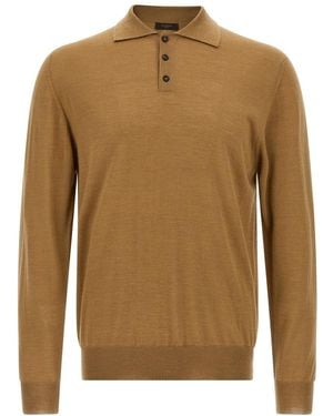 Zanone Solid Polo Shirt - Brown