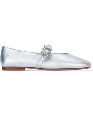 Roger Vivier Round Toe Ballet Flats - White