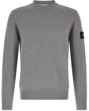 Stone Island Textured Crew Neck Sweater - Gray