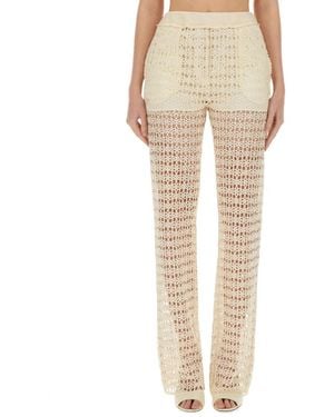 Alysi Loose Flat Front Pants - Natural