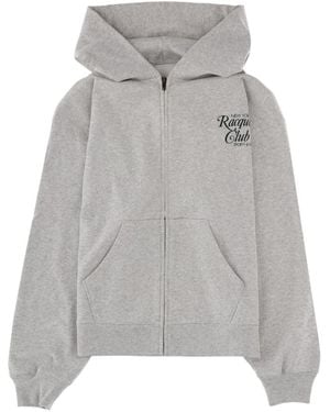 Sporty & Rich Logo Hood Sweatshirt - Gray