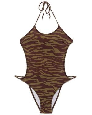 The Attico Zebra Print Swimsuit - Brown
