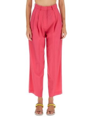 Alysi Fuchsia Regular Pleated Trousers - Pink
