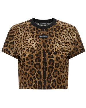 Dolce & Gabbana Dolce & Gabbana 'Leo' Cropped T-Shirt - Brown