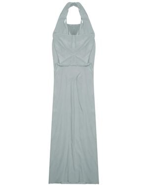 Alysi Solid Halter Neck Maxi Dress - Blue