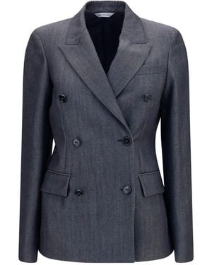 Balenciaga Textured Peaked Lapel Blazer - Blue