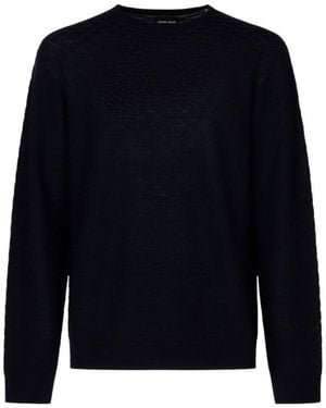 Giorgio Armani Crew Neck Sweater - Blue
