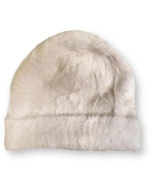 LA ROSE Angora Solid Beanies Hat - White