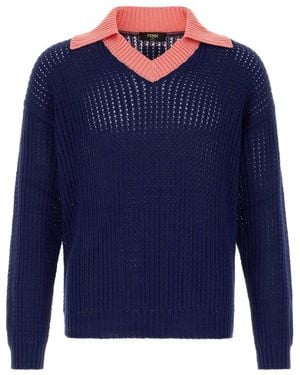 Fendi And Cotton Sweater - Blue