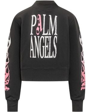 Palm Angels Graphic Mock Collar Sweater - Black