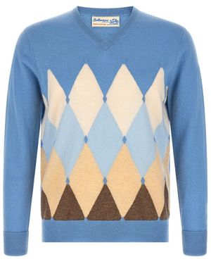 Ballantyne V Neck Sweater - Blue