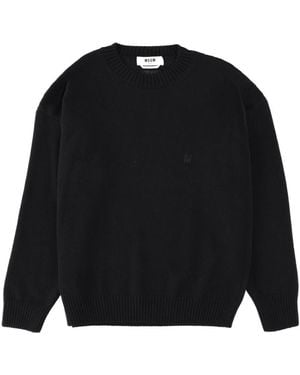 MSGM Crew Neck Sweaters - Black