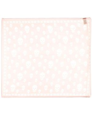 McQueen Light Classic Skull Printed Scarf - Natural