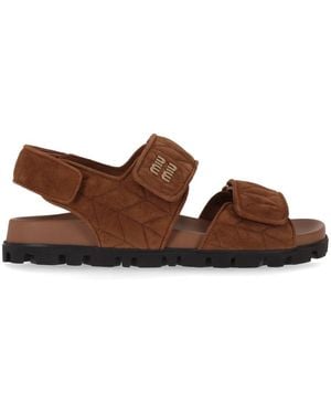 Miu Miu Logo Sandals - Brown