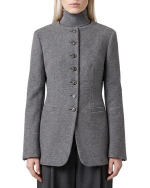 Max Mara Textured Mock Collar Blazer - Gray