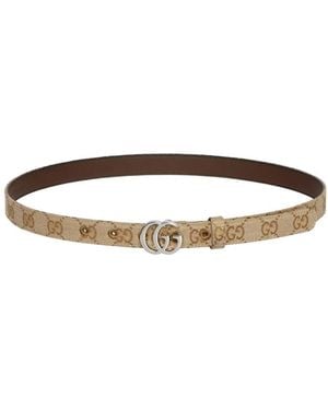 Gucci Gg Logo Buckle Belt - Natural