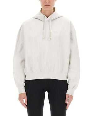 Y-3 Logo Hood Sweater - White
