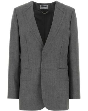Moschino Notched Lapel Jacket - Gray