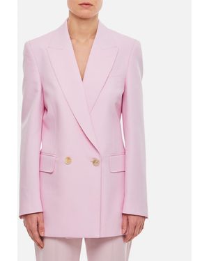 McQueen Wool Double Breasted Jacket - Pink