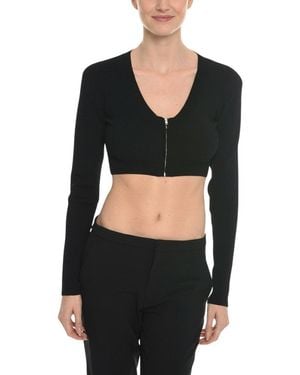 Herskind Solid V Neck Crop Cardigan - Black