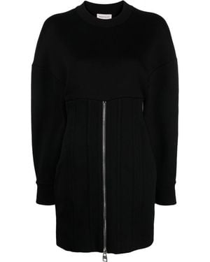 McQueen Mini Dress With Cocoon Sleeves - Black