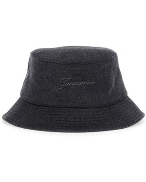 Jacquemus Dark Embroidered Logo Bucket Hat - Blue
