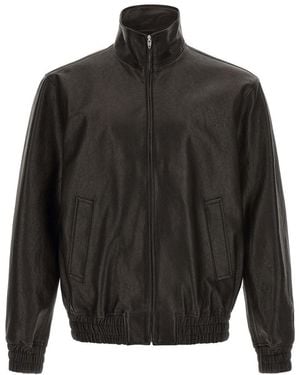Valentino Solid Leather Jacket - Grey