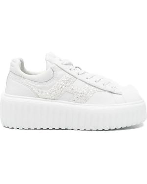 Hogan H-Stripes Leather Sneakers - White