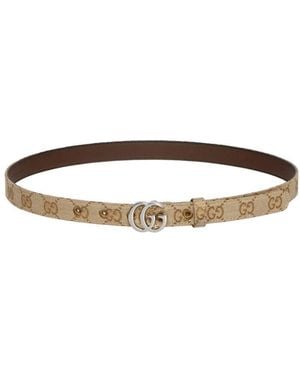 Gucci Gg Logo Buckle Belt - Natural