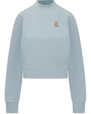 Palm Angels Logo Mock Collar Sweater - Blue