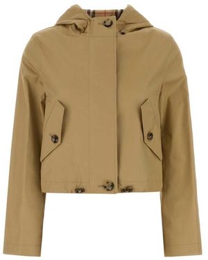 Burberry Solid Hood Jacket - Natural