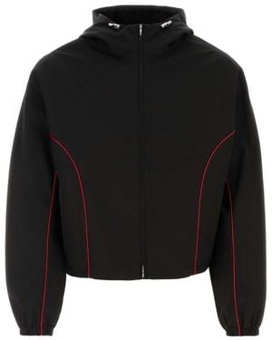 Ferragamo Tech Cotton Blouson Jacket With Contrast Piping - Black