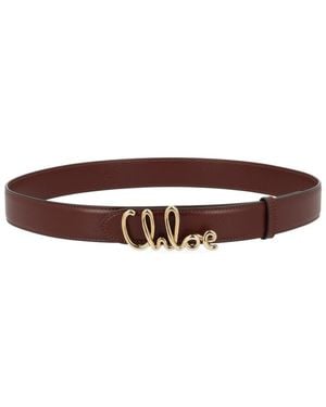 Chloé Logo Buckle Belt - Brown
